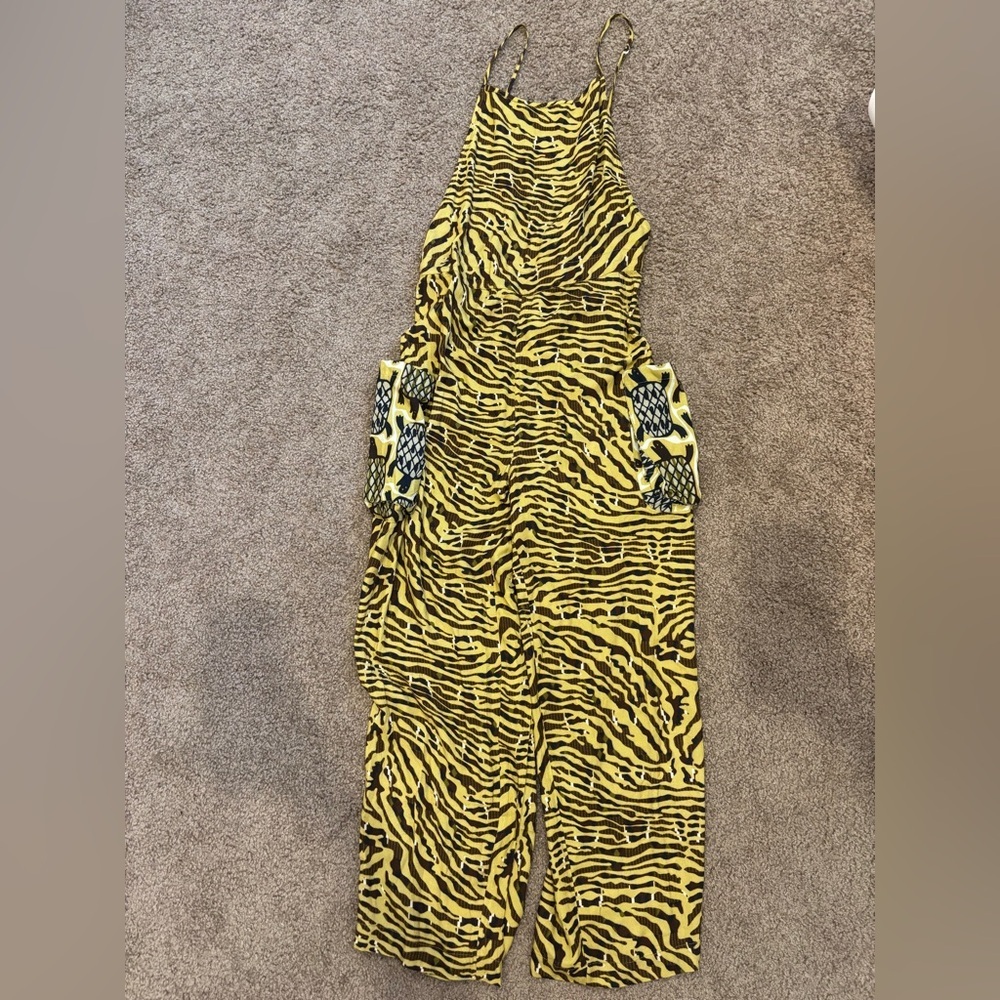 Conditions apply Yellow and Black Patterned jumpsuit NWT